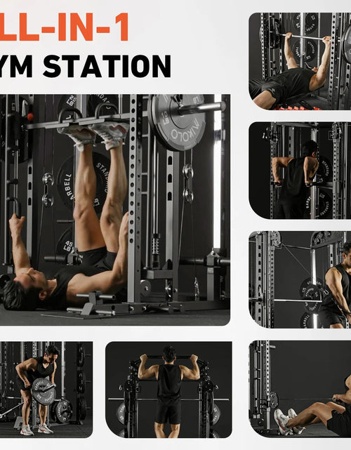 Load image into Gallery viewer, Smith Machine, All-In-One Power Rack Cage with Vertical Leg Press, 2000LBS Power Cage Squat Rack with Smith Bar, Dual Pulley Cable Crossover System for Home Gym with Weight Bench
