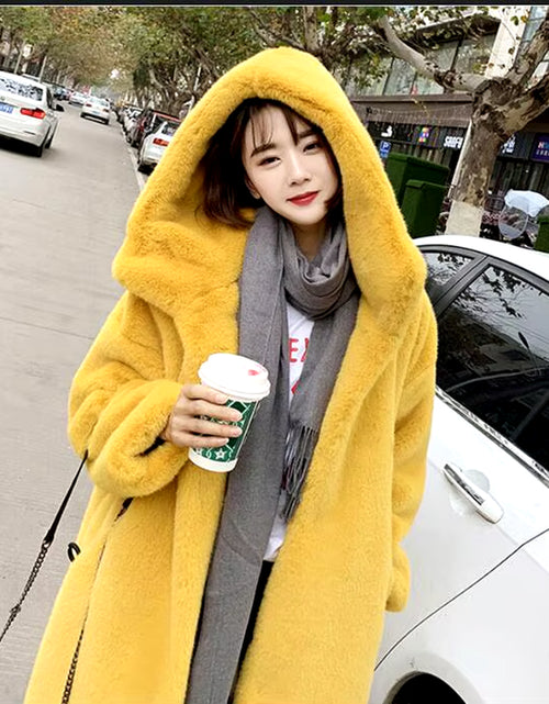 Load image into Gallery viewer, Winter Jacket Women High Quality Faux Rabbit Fur Coat Luxury Long Fur Jacket Overcoat Thick Warm Large Size Female Plush Coats
