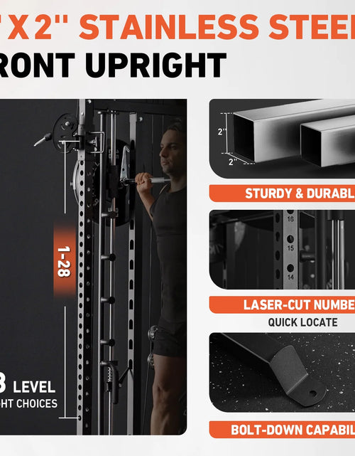 Load image into Gallery viewer, Smith Machine, All-In-One Power Rack Cage with Vertical Leg Press, 2000LBS Power Cage Squat Rack with Smith Bar, Dual Pulley Cable Crossover System for Home Gym with Weight Bench
