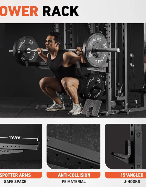 Load image into Gallery viewer, Smith Machine, All-In-One Power Rack Cage with Vertical Leg Press, 2000LBS Power Cage Squat Rack with Smith Bar, Dual Pulley Cable Crossover System for Home Gym with Weight Bench

