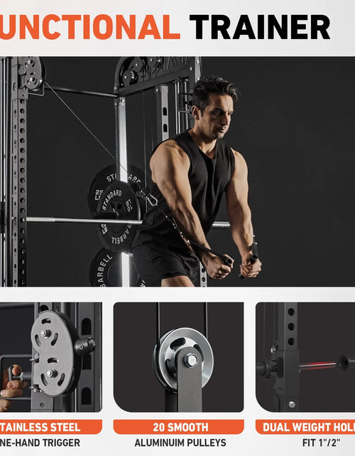 Load image into Gallery viewer, Smith Machine, All-In-One Power Rack Cage with Vertical Leg Press, 2000LBS Power Cage Squat Rack with Smith Bar, Dual Pulley Cable Crossover System for Home Gym with Weight Bench
