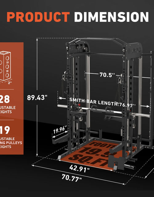 Load image into Gallery viewer, Smith Machine, All-In-One Power Rack Cage with Vertical Leg Press, 2000LBS Power Cage Squat Rack with Smith Bar, Dual Pulley Cable Crossover System for Home Gym with Weight Bench

