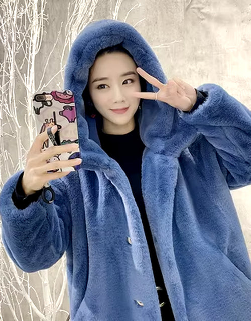 Load image into Gallery viewer, Winter Jacket Women High Quality Faux Rabbit Fur Coat Luxury Long Fur Jacket Overcoat Thick Warm Large Size Female Plush Coats
